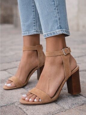 Nine West Tan Suede Block Heels